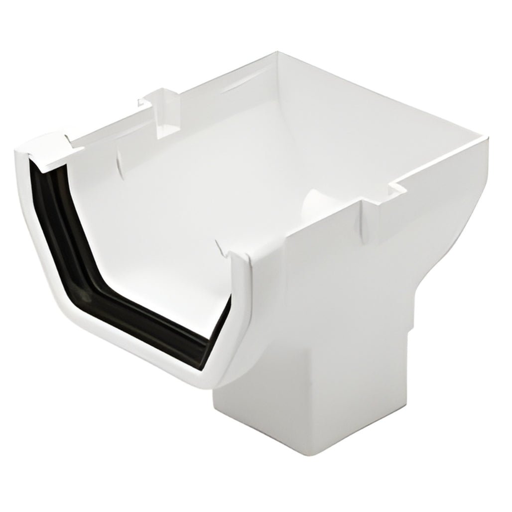 Floplast Square 114mm Stop End Outlet For Gutter - JJ Building Materials
