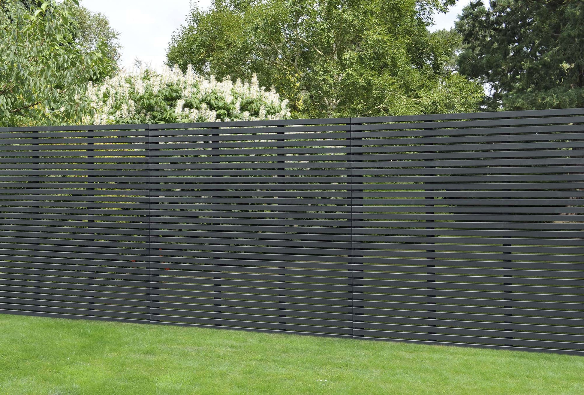 Forest 1.8m x 1.81m Contemporary Slatted Fence Panel - Anthracite Grey - JJ Building Materials