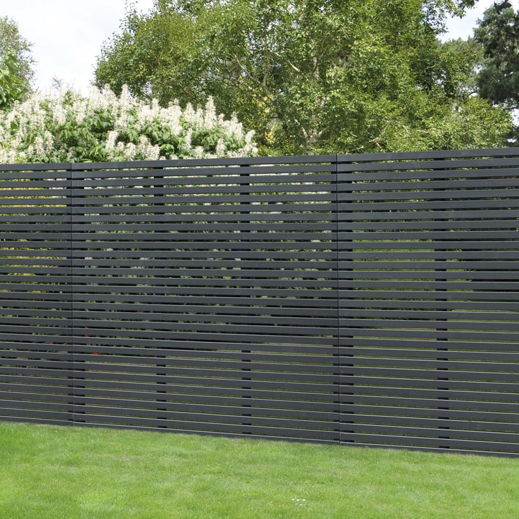 Forest 1.8m x 1.81m Contemporary Slatted Fence Panel - Anthracite Grey - JJ Building Materials