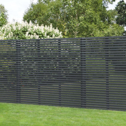 Forest 1.8m x 1.81m Contemporary Slatted Fence Panel - Anthracite Grey - JJ Building Materials