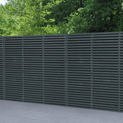 Forest 1.8m x 1.8m Contemporary Double Slatted Fence Panel - Anthracite Grey - JJ Building Materials
