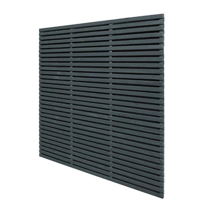 Forest 1.8m x 1.8m Contemporary Double Slatted Fence Panel - Anthracite Grey - JJ Building Materials