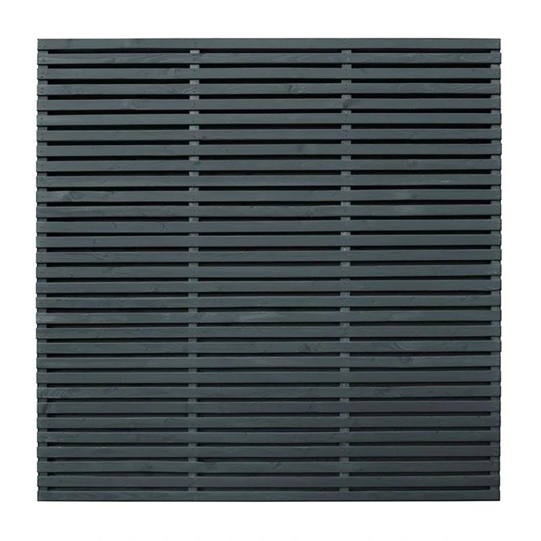 Forest 1.8m x 1.8m Contemporary Double Slatted Fence Panel - Anthracite Grey - JJ Building Materials
