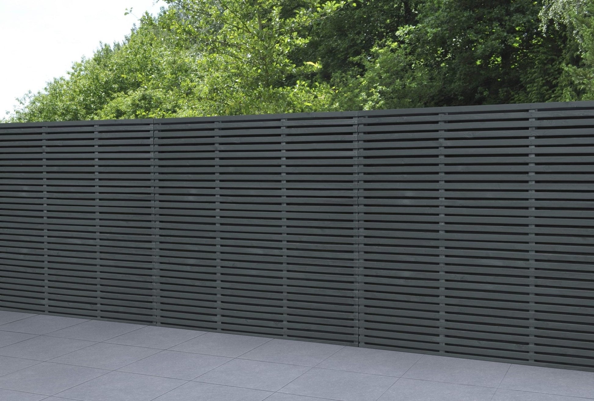 Forest 1.8m x 1.8m Contemporary Double Slatted Fence Panel - Anthracite Grey - JJ Building Materials