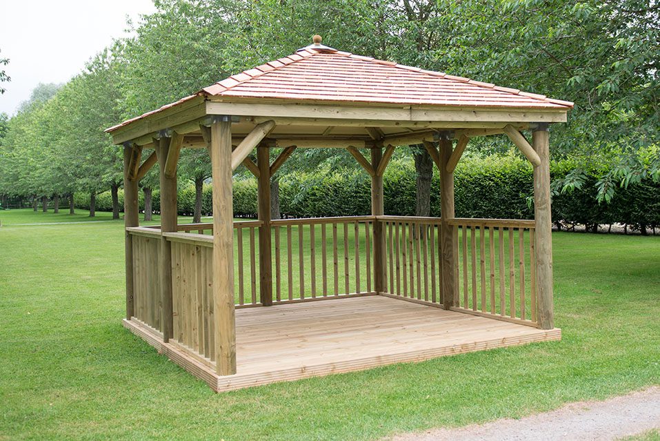 Forest 3.5m Square Wooden Gazebo with Cedar Roof - JJ Building Materials