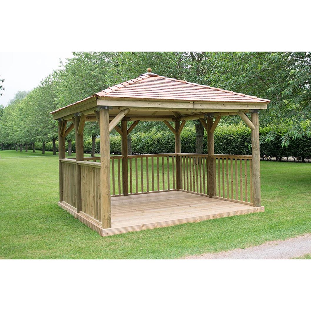 Forest 3.5m Square Wooden Gazebo with Cedar Roof - JJ Building Materials