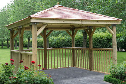 Forest 3.5m Square Wooden Gazebo with Cedar Roof - JJ Building Materials