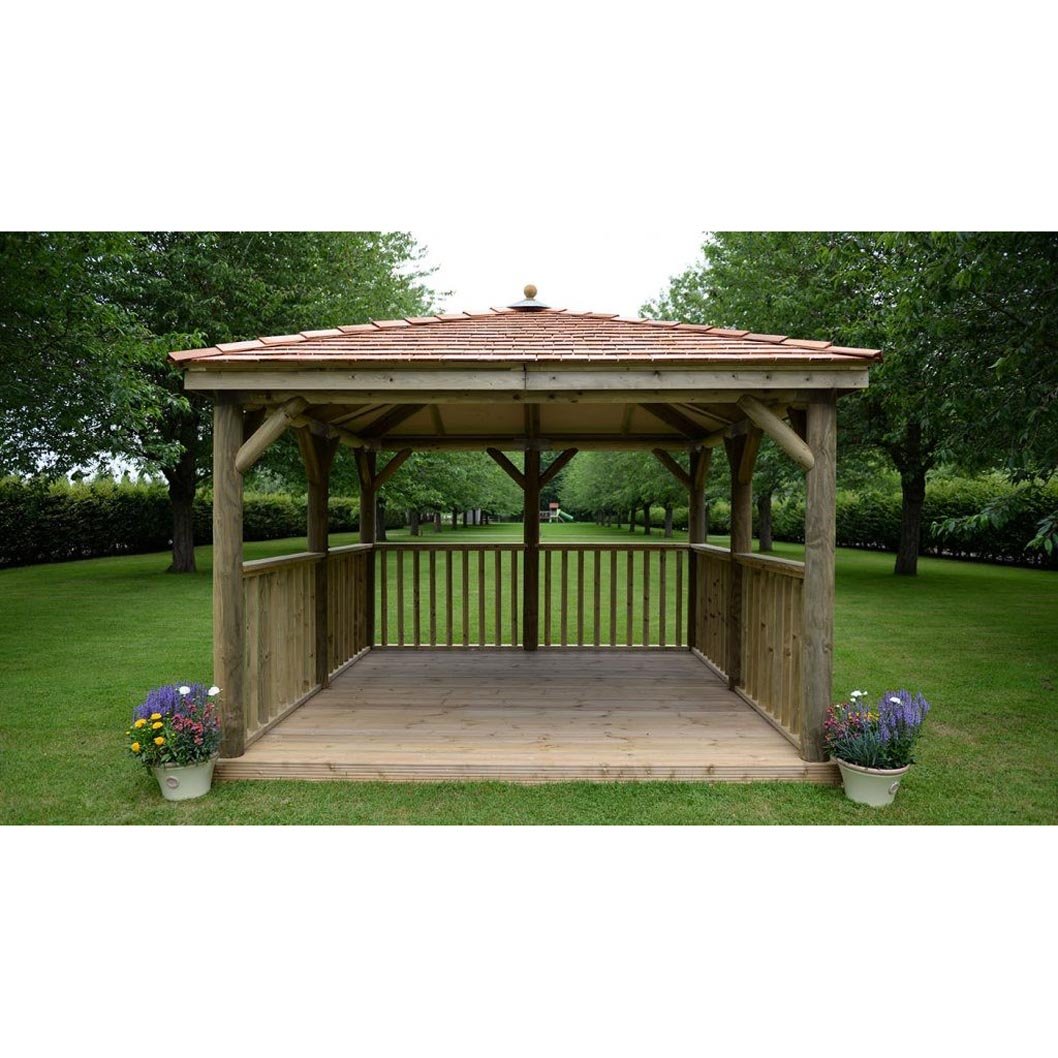 Forest 3.5m Square Wooden Gazebo with Cedar Roof - JJ Building Materials