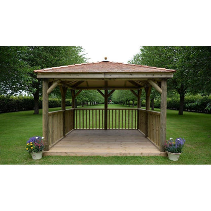 Forest 3.5m Square Wooden Gazebo with Cedar Roof - JJ Building Materials