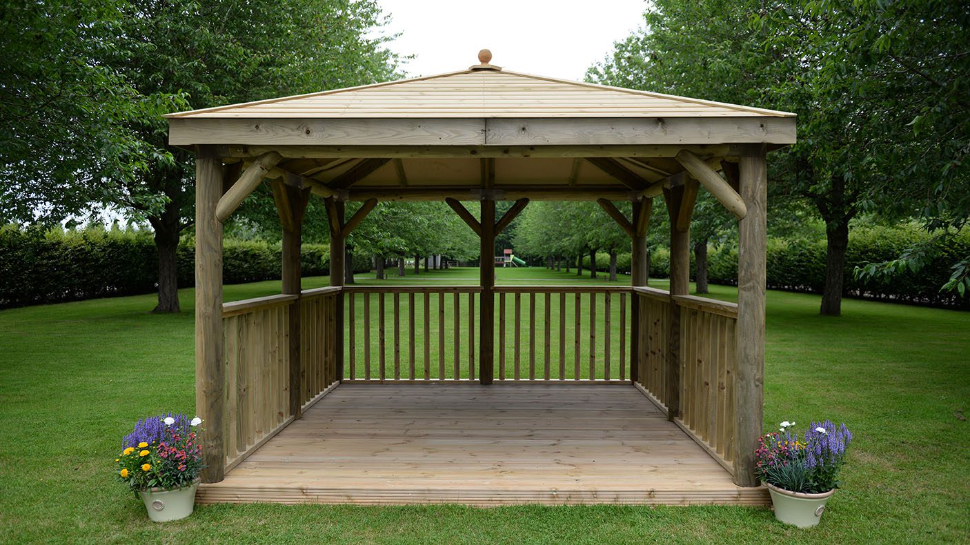 Forest 3.5m Square Wooden Gazebo with Timber Roof - JJ Building Materials