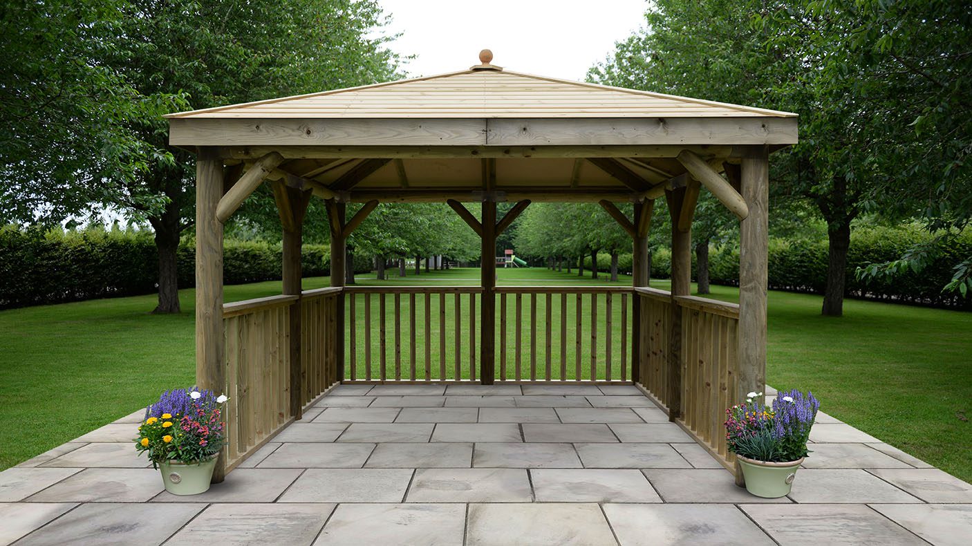 Forest 3.5m Square Wooden Gazebo with Timber Roof - JJ Building Materials