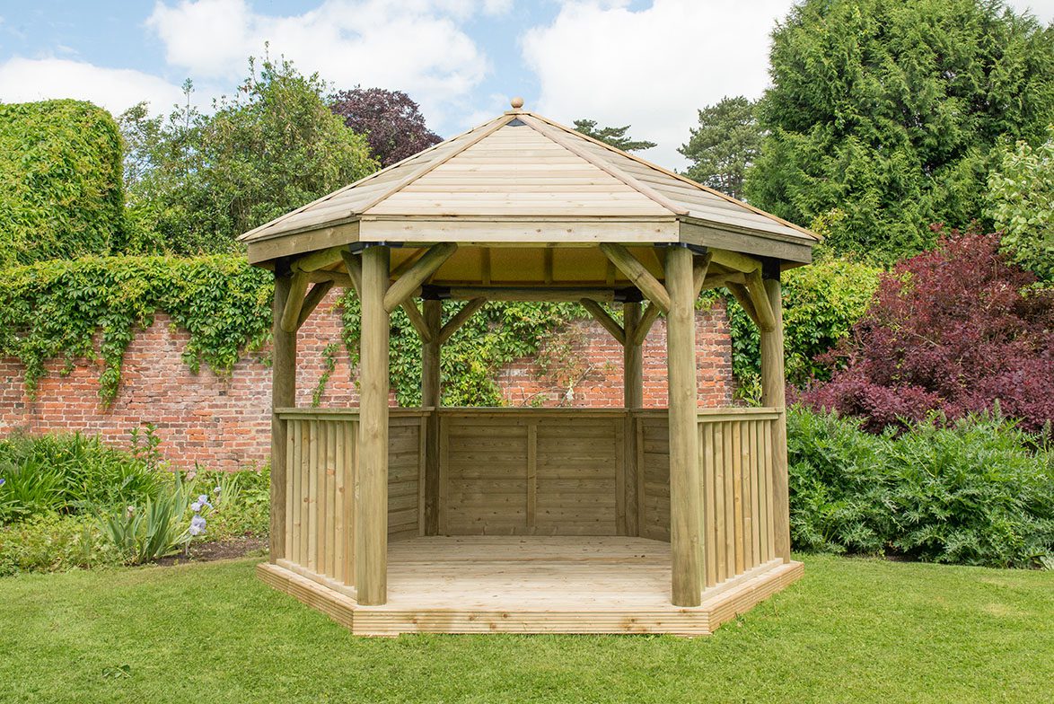 Forest 3.6m Hexagonal Wooden Garden Gazebo with Timber Roof - JJ Building Materials