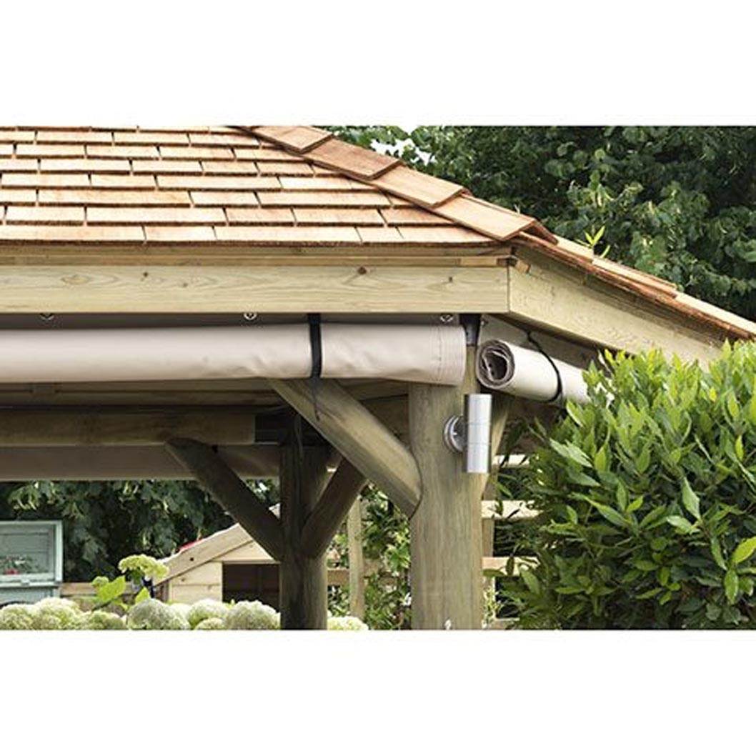 Forest 3m Hexagonal Wooden Garden Gazebo Curtains - JJ Building Materials