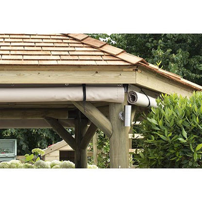Forest 4.7m Hexagonal Wooden Garden Gazebo Curtains - JJ Building Materials