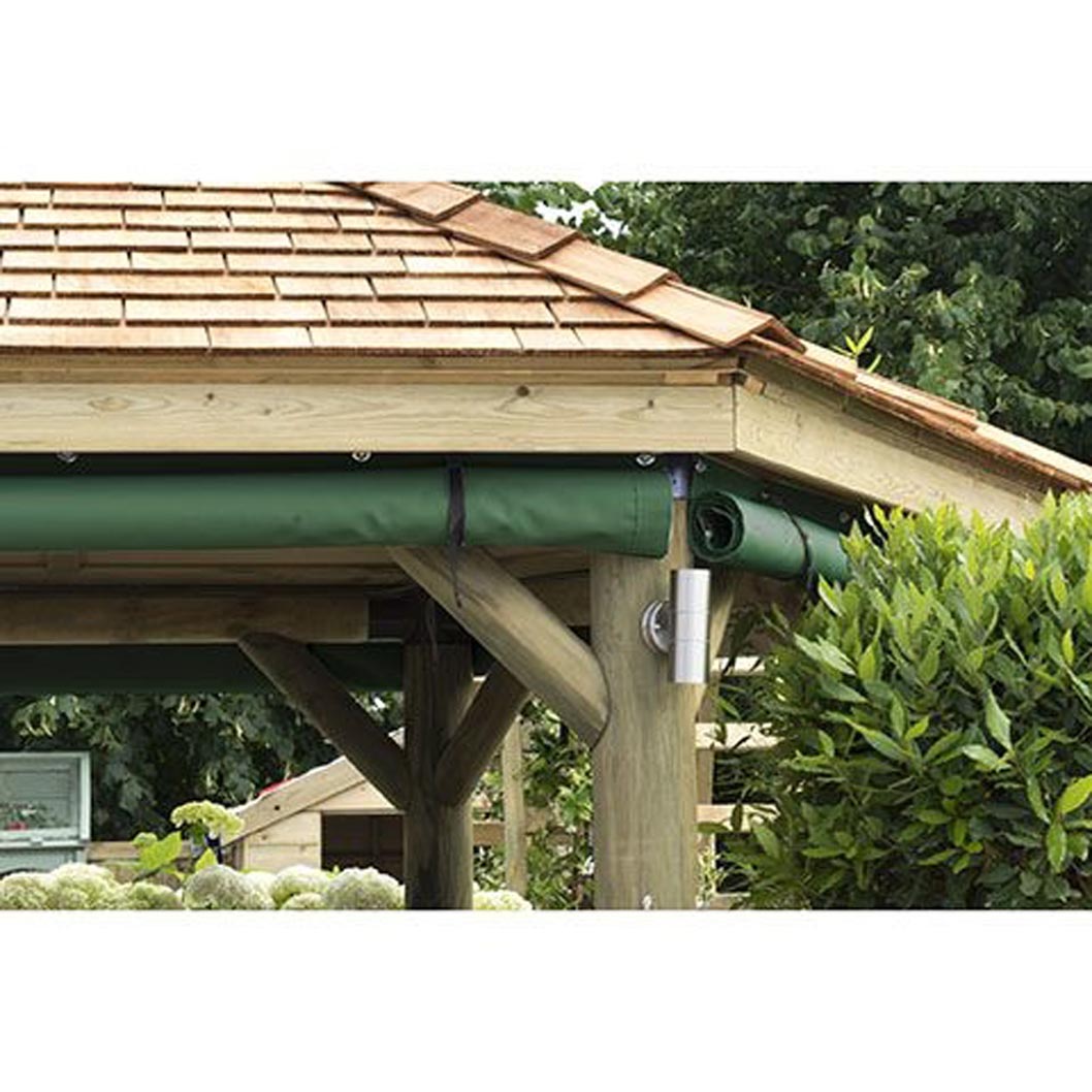Forest 4.7m Hexagonal Wooden Garden Gazebo Curtains - JJ Building Materials
