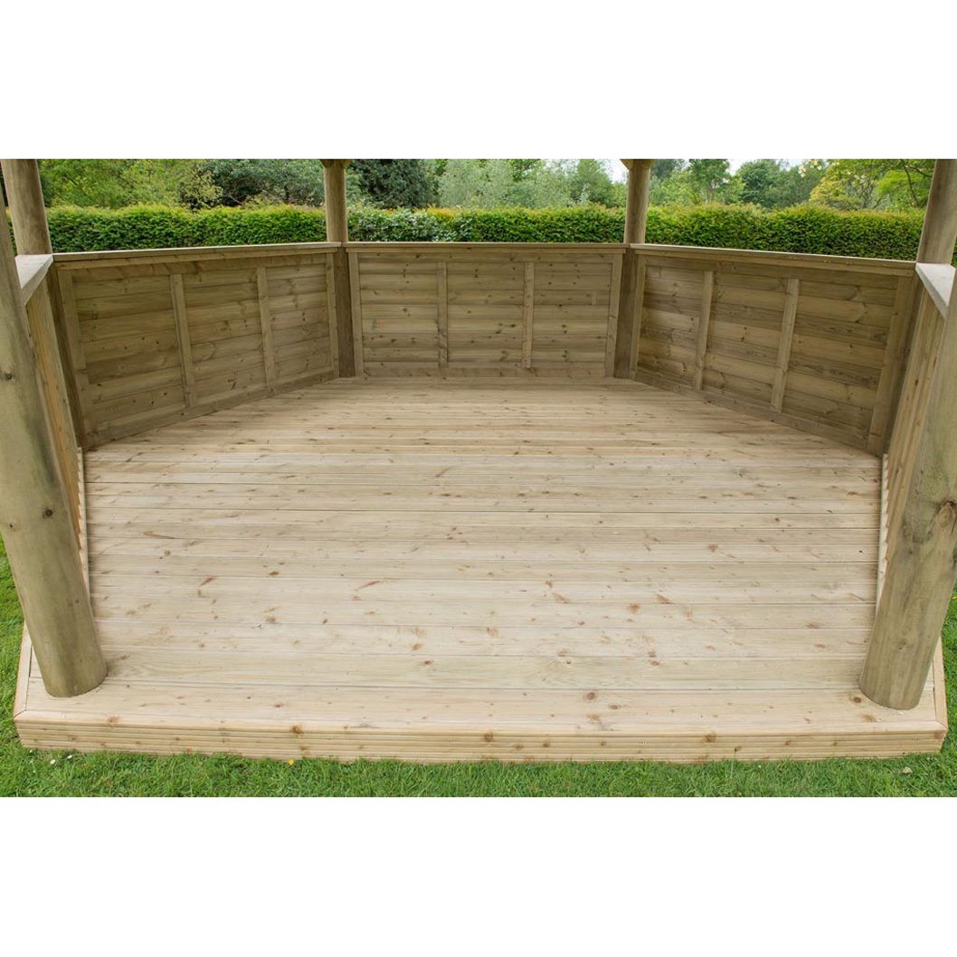 Forest 4.7m Hexagonal Wooden Garden Gazebo with Timber Roof - JJ Building Materials