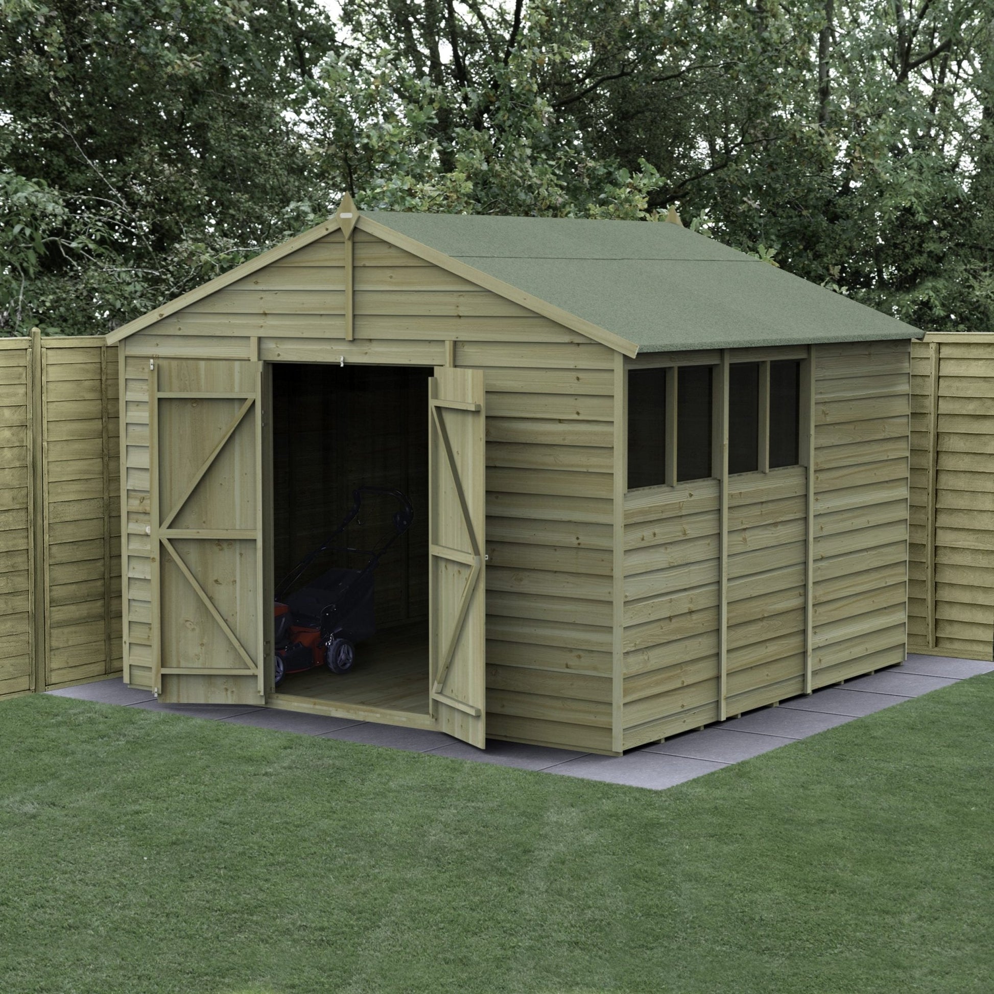 Forest 4LIFE Apex Shed 10x10 - Double Door - 4 Windows - JJ Building Materials