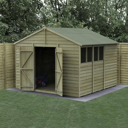 Forest 4LIFE Apex Shed 10x10 - Double Door - 4 Windows - JJ Building Materials