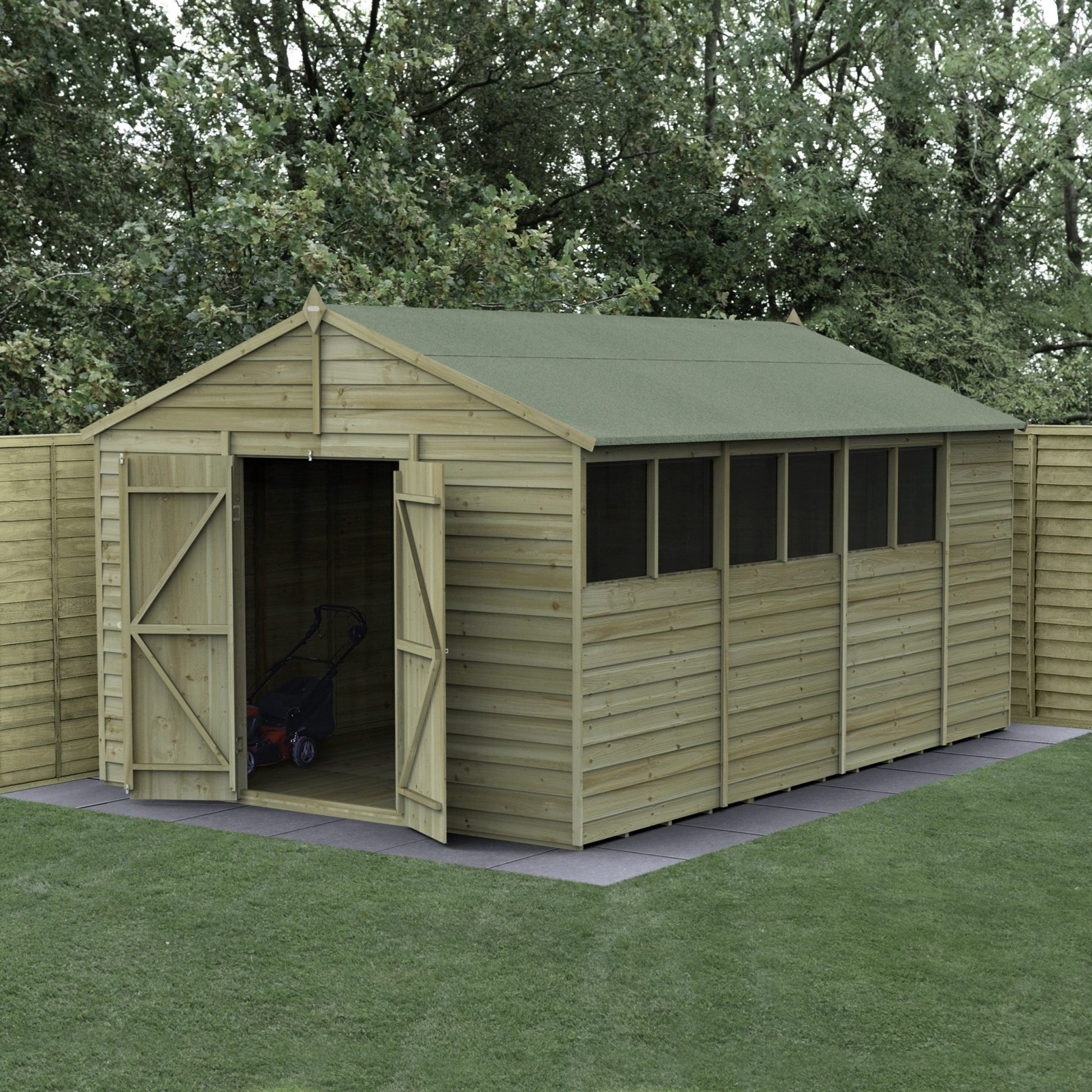 Forest 4LIFE Apex Shed 10x15 - Double Door - 6 Windows - JJ Building Materials