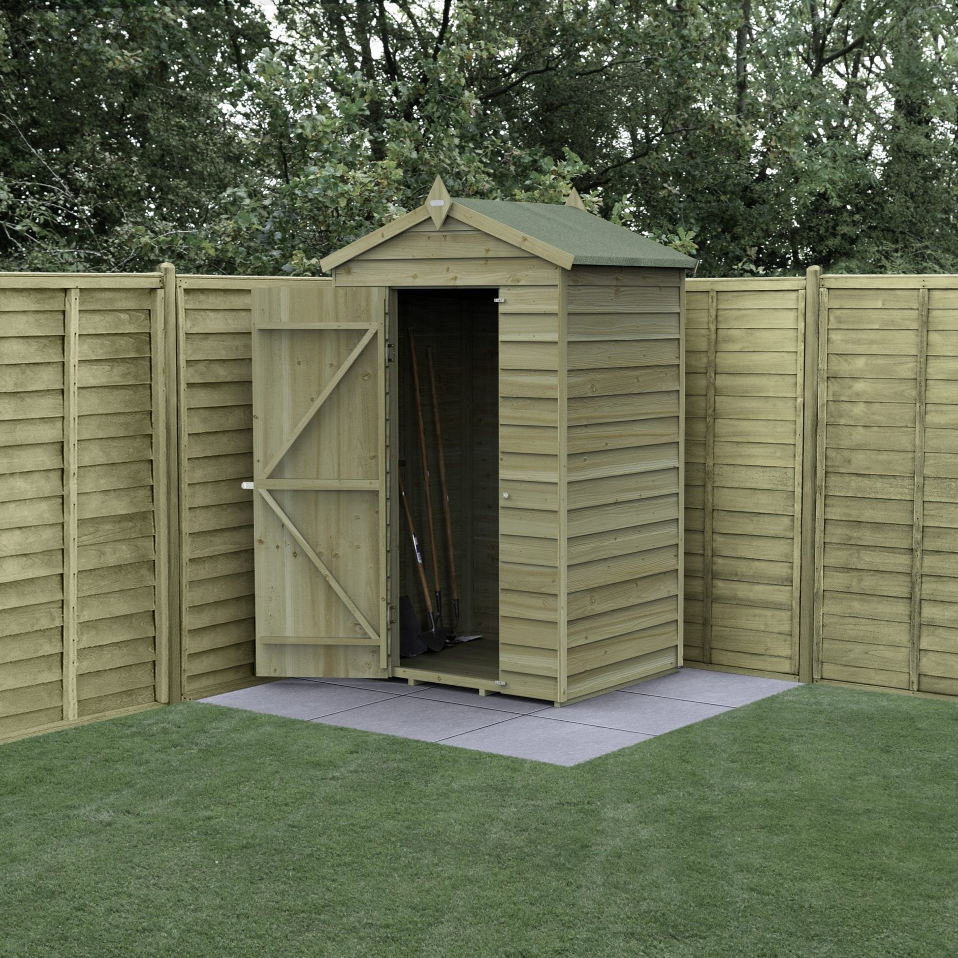 Forest 4LIFE Apex Shed 4x3 - Single Door - No Windows - JJ Building Materials