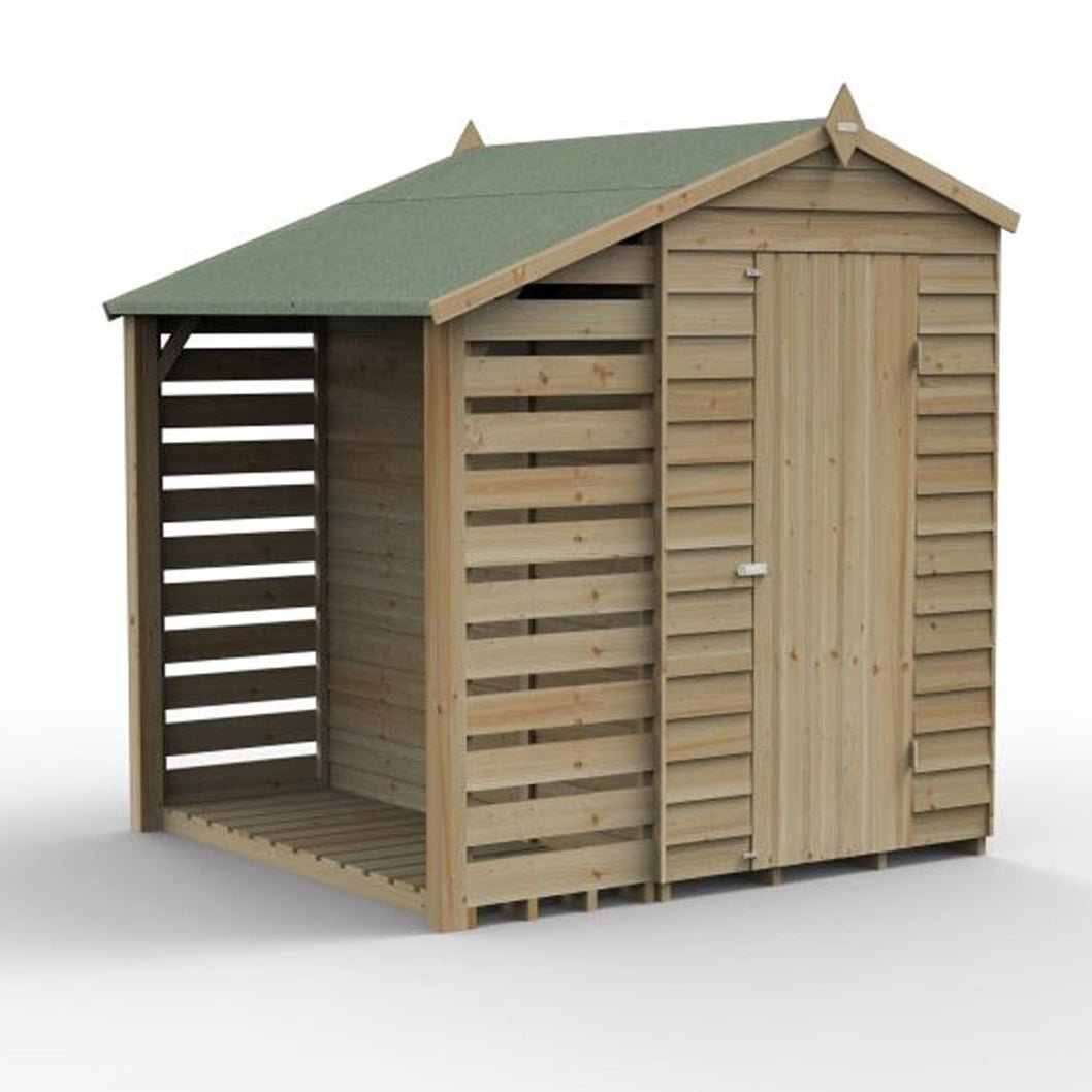 Forest 4LIFE Apex Shed 4x6 - Single Door - 1 Window - With Lean-To - JJ Building Materials