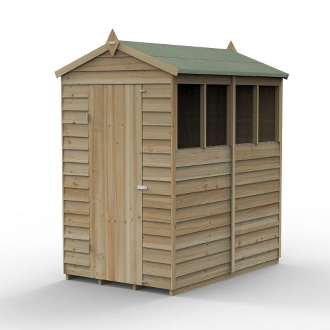 Forest 4LIFE Apex Shed 4x6 - Single Door - 4 Windows - JJ Building Materials