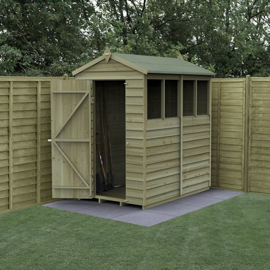 Forest 4LIFE Apex Shed 4x6 - Single Door - 4 Windows - JJ Building Materials