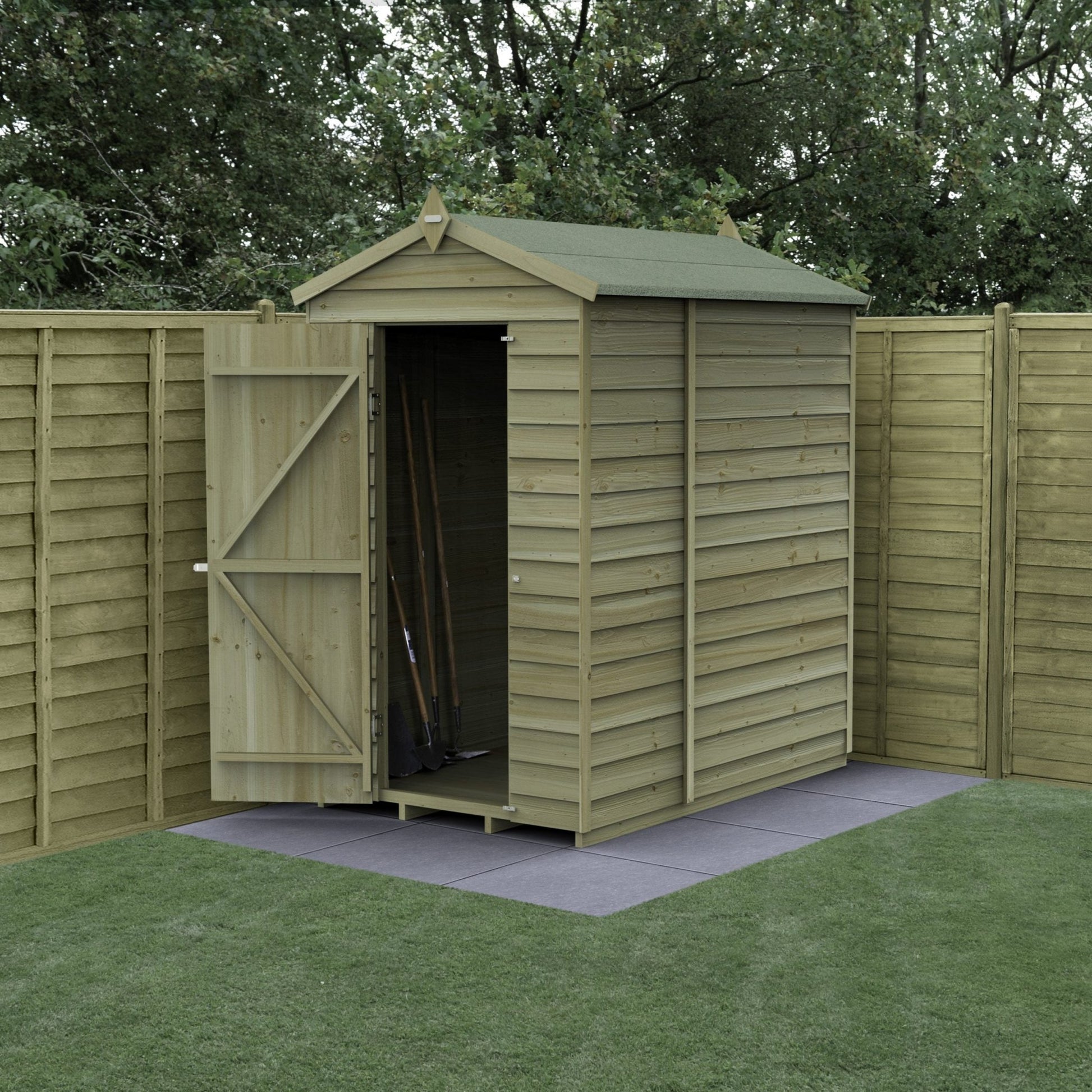 Forest 4LIFE Apex Shed 4x6 - Single Door - No Windows - JJ Building Materials