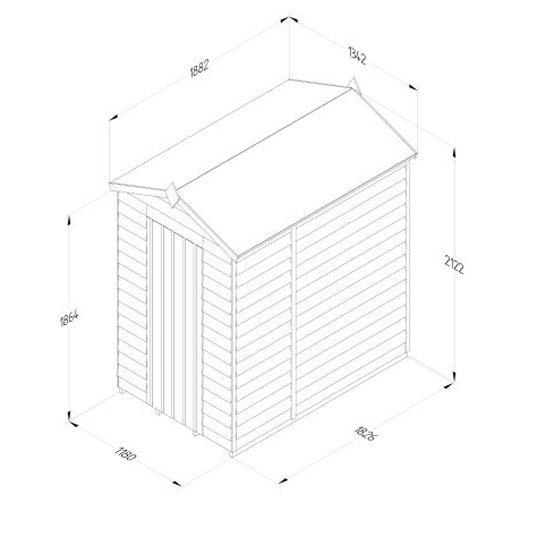 Forest 4LIFE Apex Shed 4x6 - Single Door - No Windows - With Lean-To - JJ Building Materials