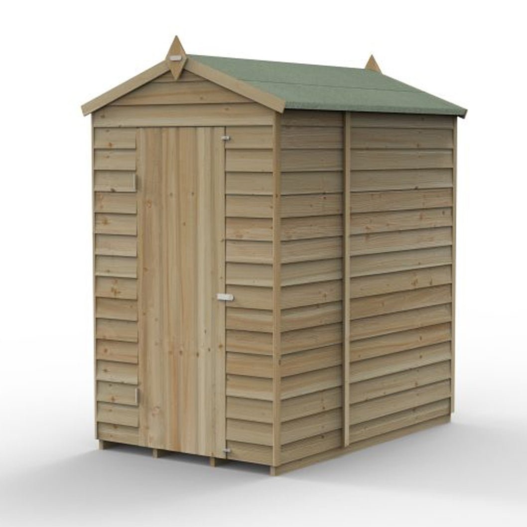 Forest 4LIFE Apex Shed 4x6 - Single Door - No Windows - With Lean-To - JJ Building Materials