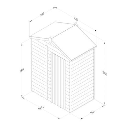Forest 4LIFE Apex Shed 5x3 - Single Door - No Window - JJ Building Materials