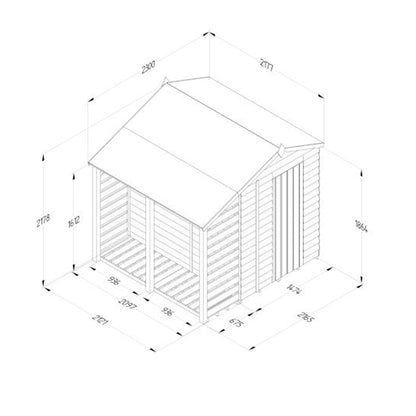 Forest 4LIFE Apex Shed 5x7 - Single Door - 2 Windows - With Lean-To - JJ Building Materials