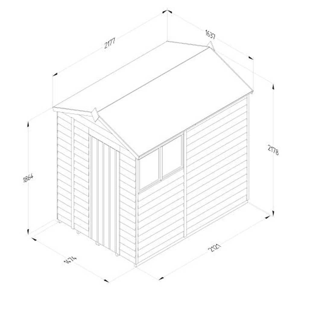 Forest 4LIFE Apex Shed 5x7 - Single Door - No Window - JJ Building Materials