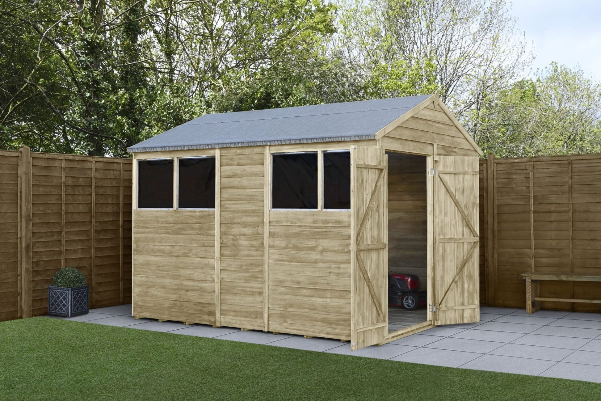 Forest 4LIFE Apex Shed 6x10 - Double Door - 4 Window - JJ Building Materials
