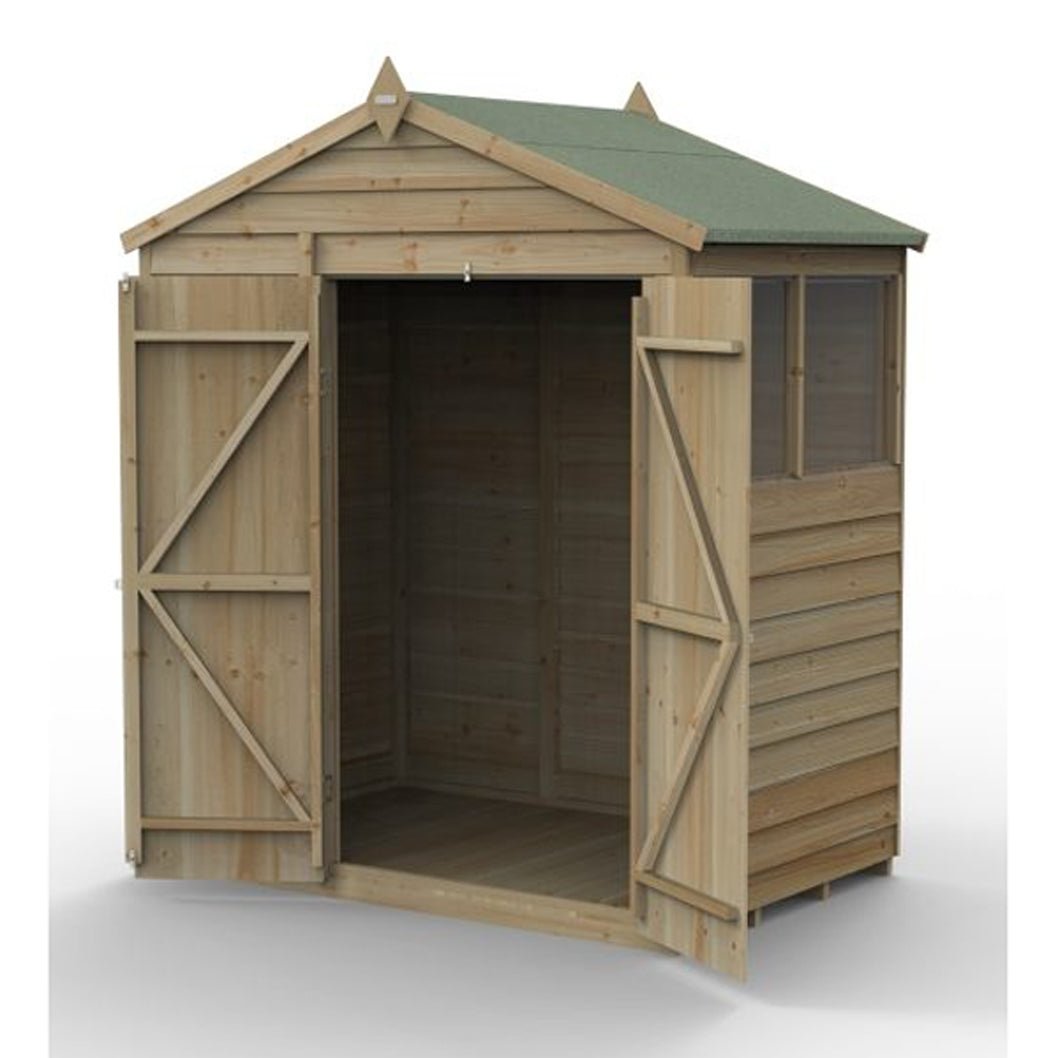 Forest 4LIFE Apex Shed 6x4 - Double Door - 2 Windows - JJ Building Materials