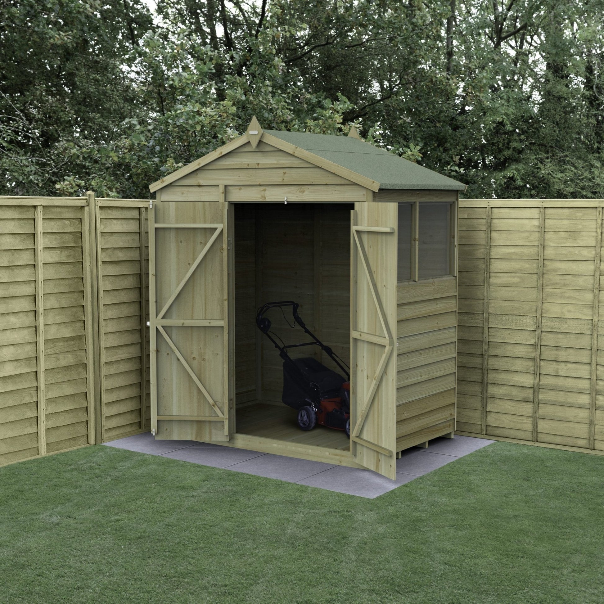 Forest 4LIFE Apex Shed 6x4 - Double Door - 2 Windows - JJ Building Materials