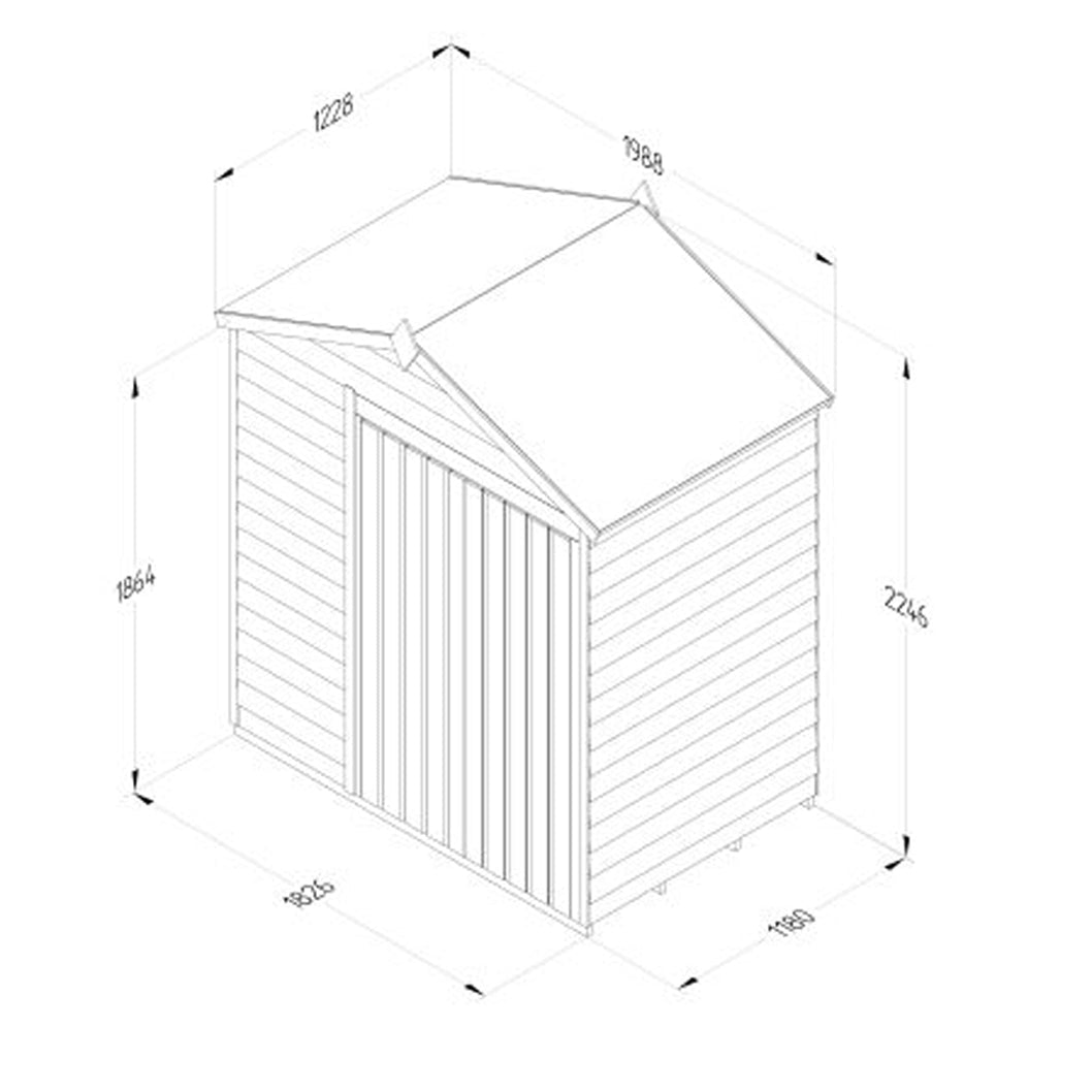 Forest 4LIFE Apex Shed 6x4 - Double Door - No Window - JJ Building Materials