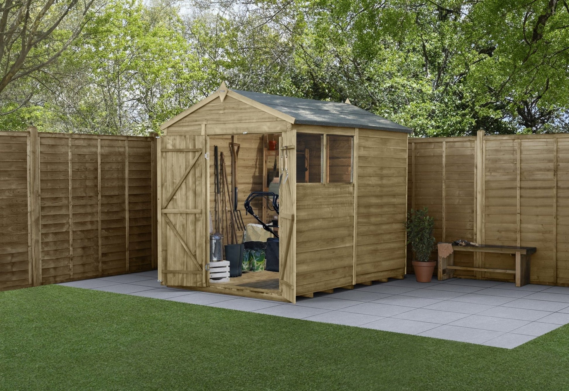 Forest 4LIFE Apex Shed 6x8 - Double Door - 2 Window - JJ Building Materials