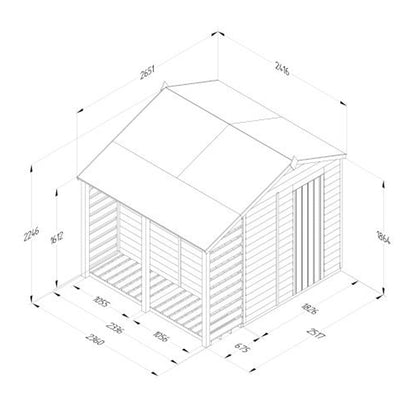 Forest 4LIFE Apex Shed 6x8 - Double Door - 2 Windows - With Lean-To - JJ Building Materials