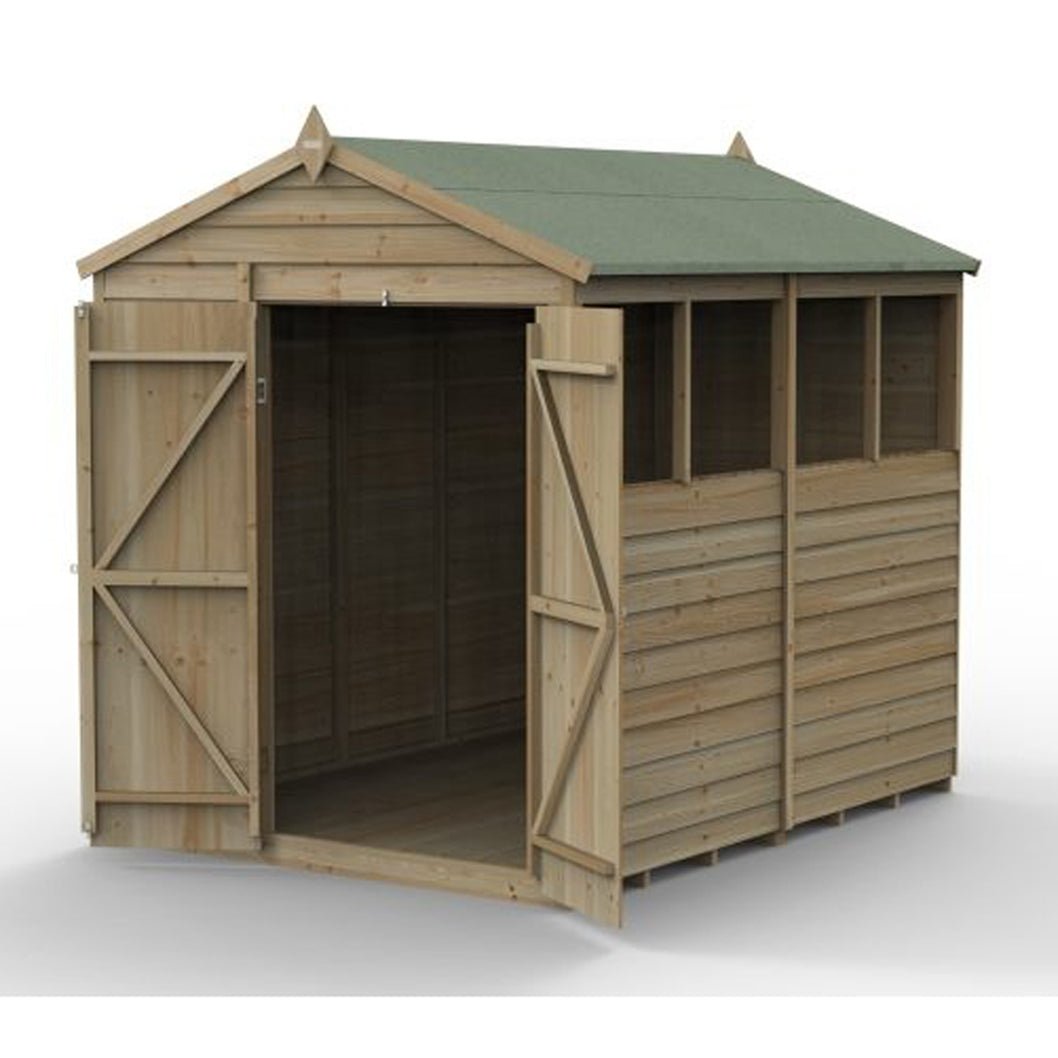 Forest 4LIFE Apex Shed 6x8 - Double Door - 4 Window - JJ Building Materials