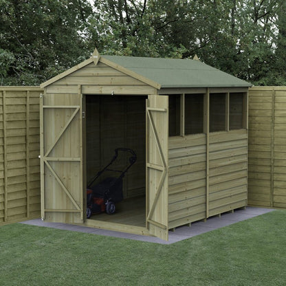 Forest 4LIFE Apex Shed 6x8 - Double Door - 4 Window - JJ Building Materials