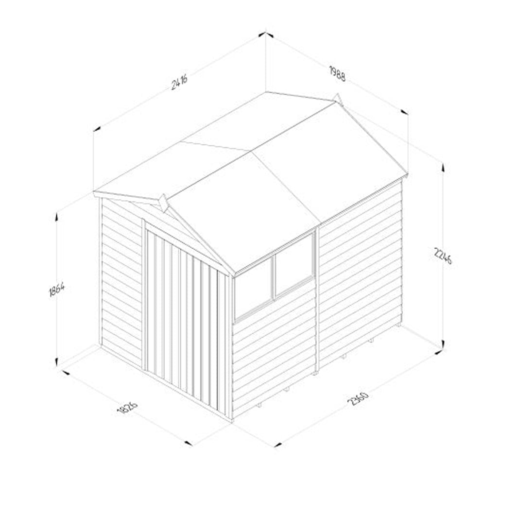 Forest 4LIFE Apex Shed 6x8 - Single Door - 2 Windows - With Lean-To - JJ Building Materials