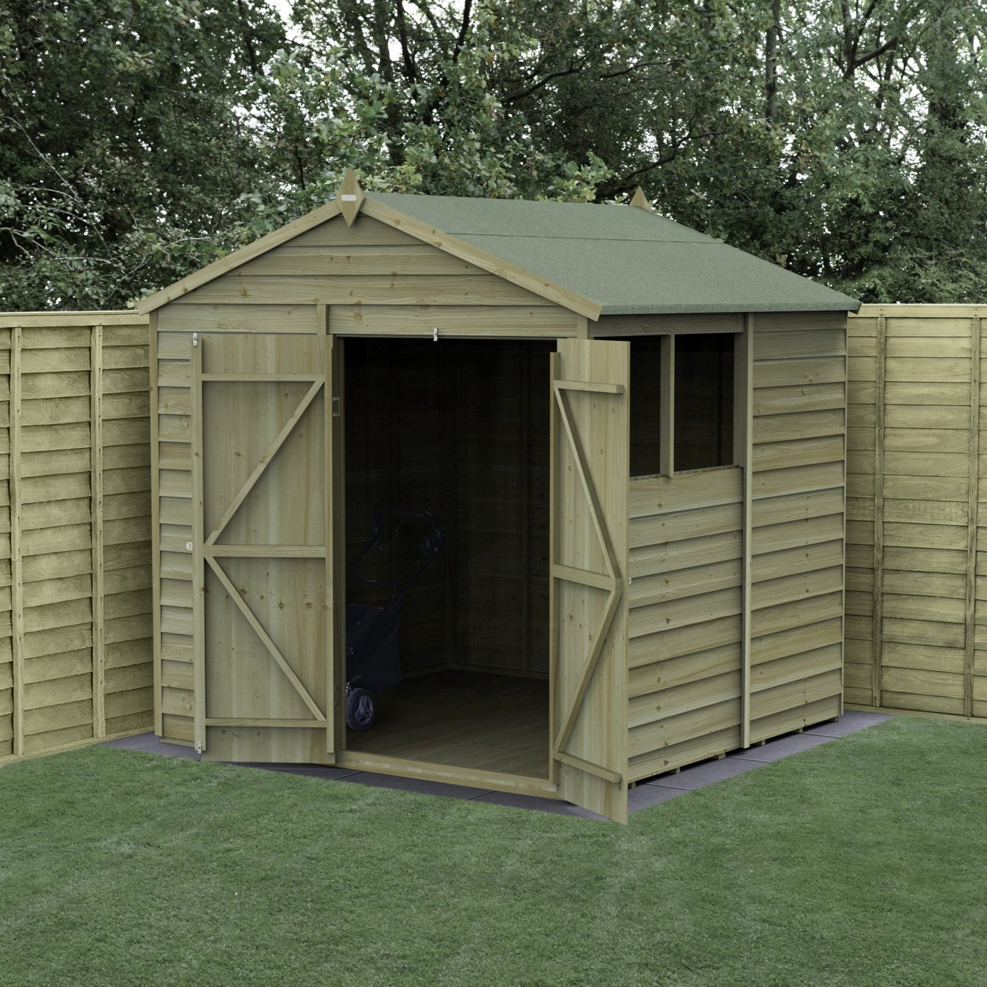 Forest 4LIFE Apex Shed 7x7 - Double Door - 2 Window - JJ Building Materials