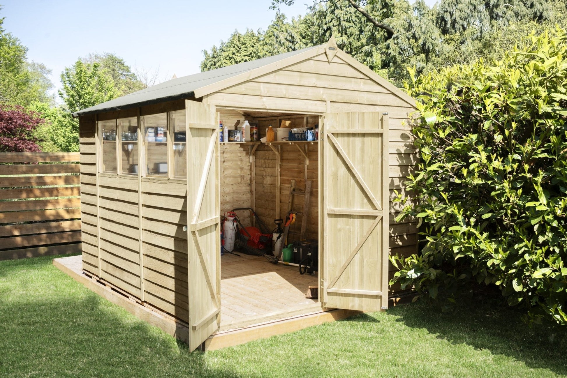 Forest 4LIFE Apex Shed 8x10 - Double Door - 4 Window - JJ Building Materials