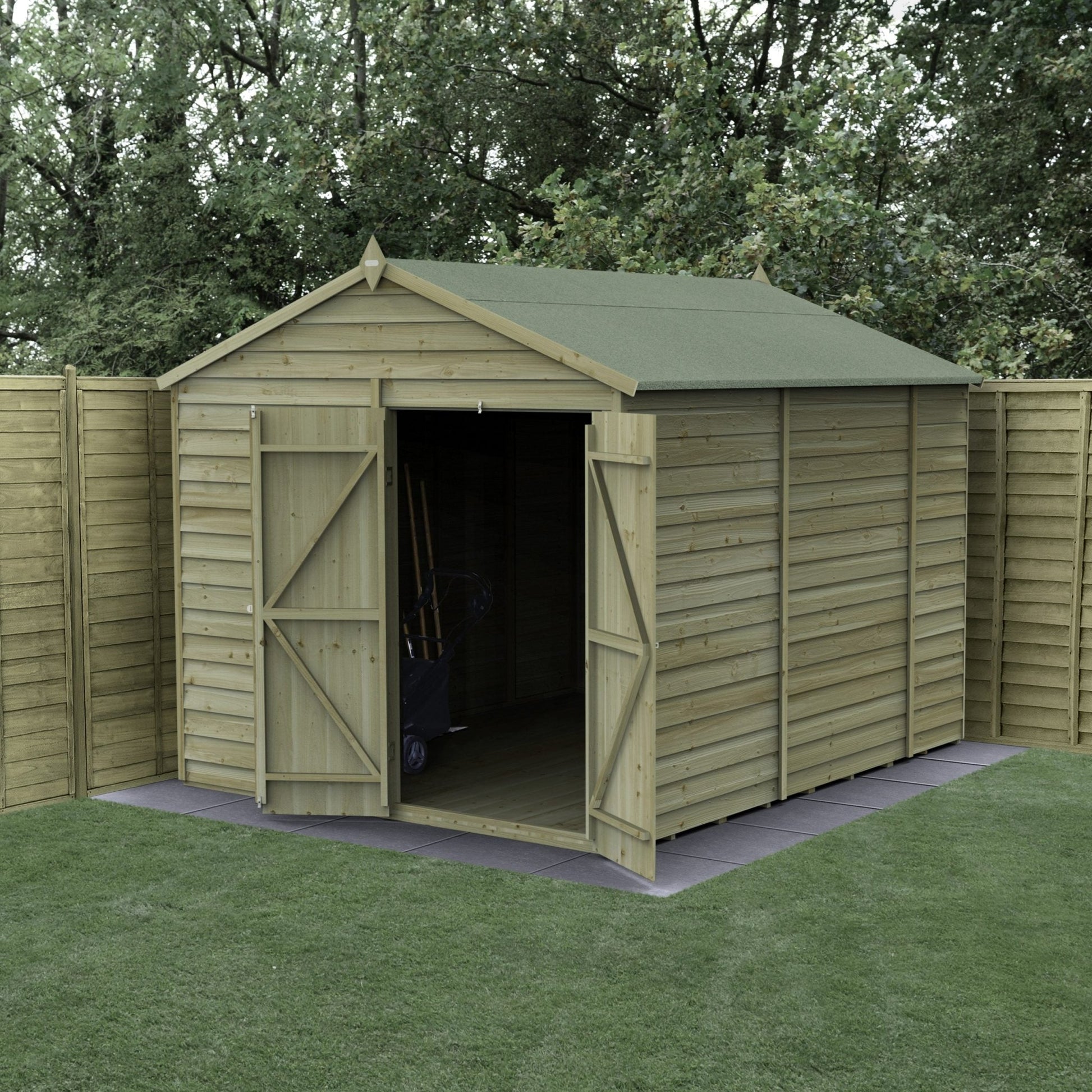 Forest 4LIFE Apex Shed 8x10 - Double Door - No Window - JJ Building Materials