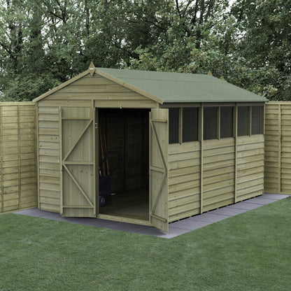 Forest 4LIFE Apex Shed 8x12 - Double Door - 6 Window - JJ Building Materials