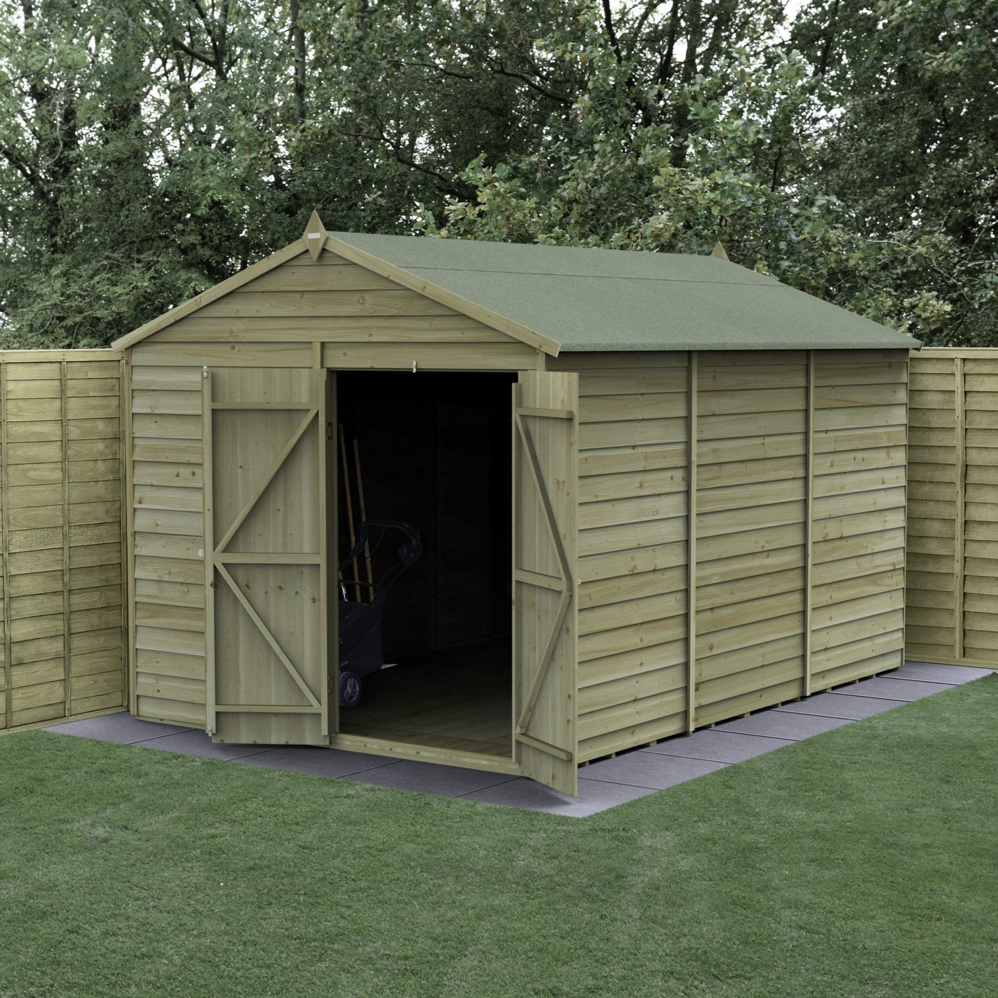 Forest 4LIFE Apex Shed 8x12 - Double Door - No Window - JJ Building Materials