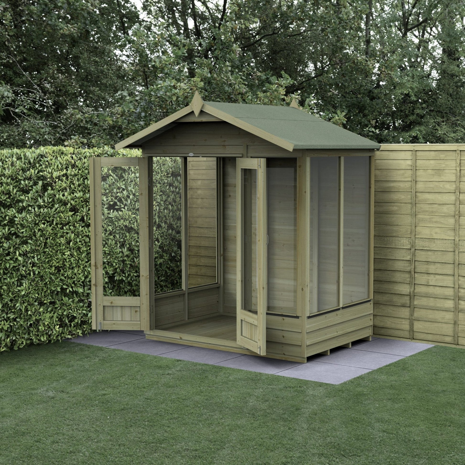 Forest 4LIFE Apex Summerhouse 6×4 – Double Door – 5 Windows - JJ Building Materials