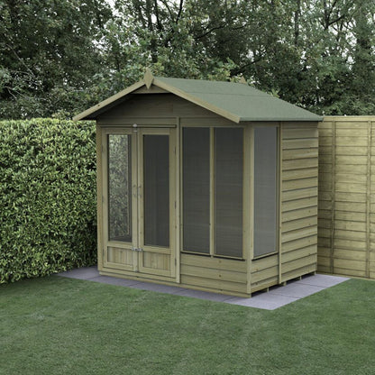 Forest 4LIFE Apex Summerhouse 7×5 – Double Door – 4 Window - JJ Building Materials