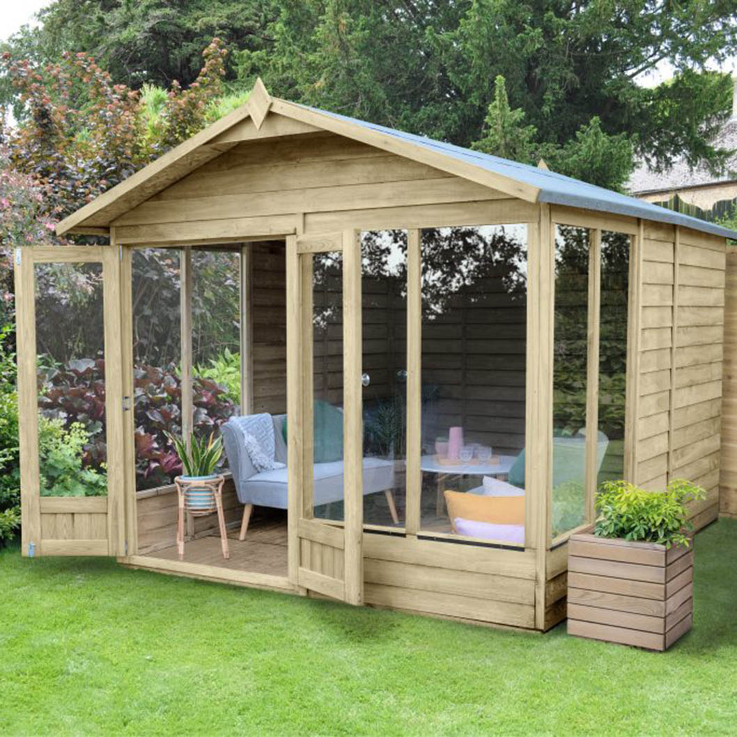 Forest 4LIFE Apex Summerhouse 8×10 – Double Door – 6 Window - JJ Building Materials
